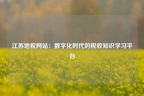 江苏地税网站:数字化时代的税收知识学习平台