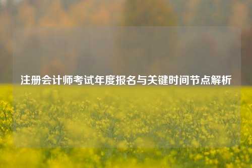 注册会计师考试年度报名与关键时间节点解析