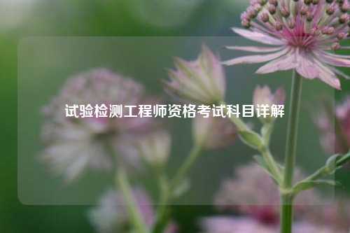 试验检测工程师资格考试科目详解